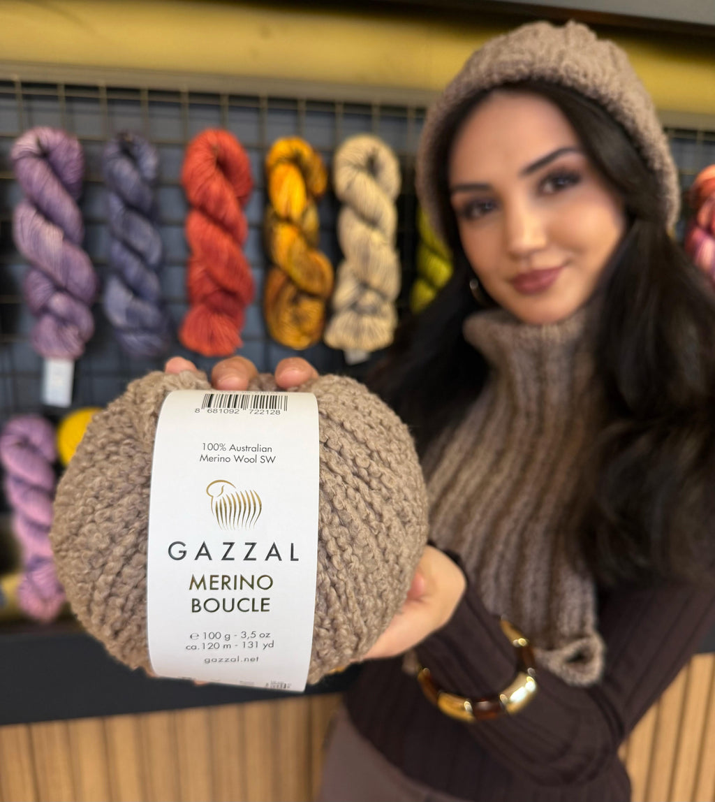 Gazzal Merino Bouclé – %100 Yün Buklet El Örgü İpliği | 3’lü Paket (3 × 100 gr / 300 gr)