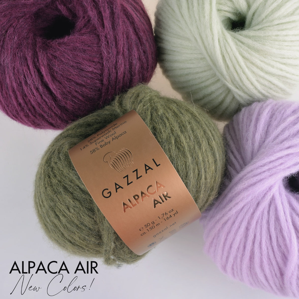 Gazzal Alpaca Air – Baby Alpaka ve Merinos Yünü Karışımlı El Örgü İpliği | 4 lü paket 4 × 50 gr (200 gr)