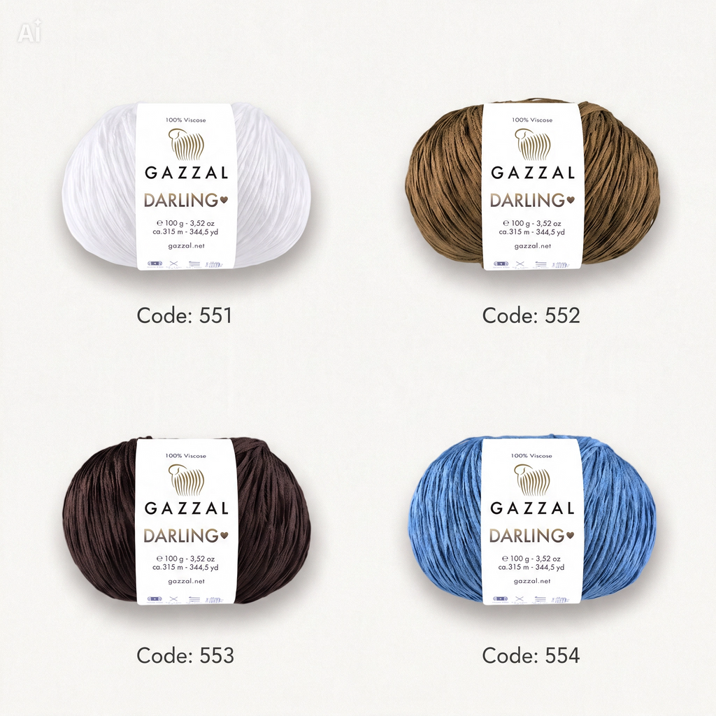 Gazzal Darling – %100 Viskon El Örgü İpliği | 5’li Paket (5 × 100 gr / 500 gr)