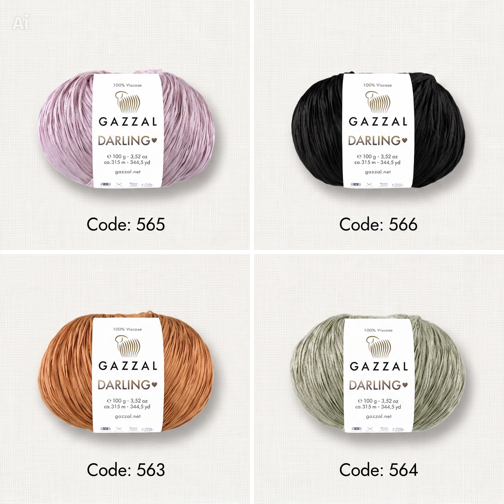 Gazzal Darling – %100 Viskon El Örgü İpliği | 5’li Paket (5 × 100 gr / 500 gr)