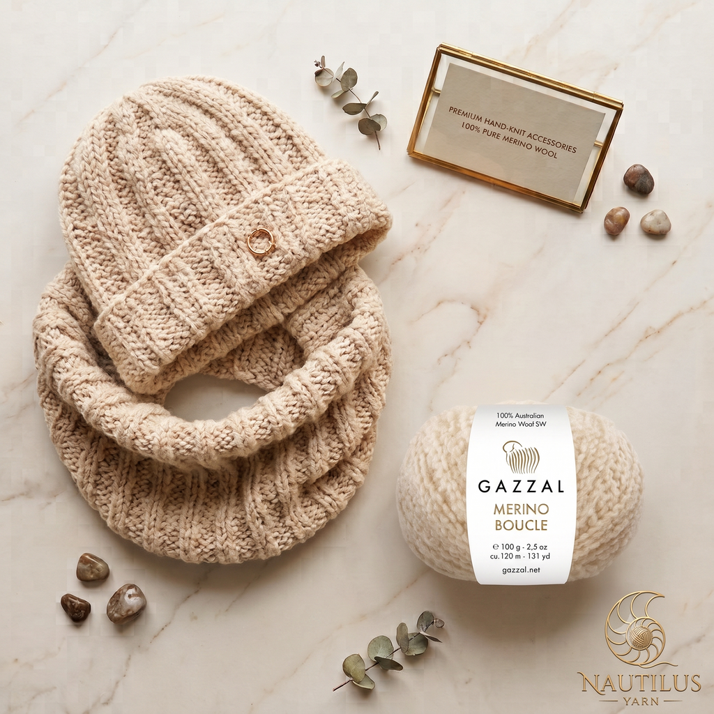 Gazzal Merino Bouclé – %100 Yün Buklet El Örgü İpliği | 3’lü Paket (3 × 100 gr / 300 gr)