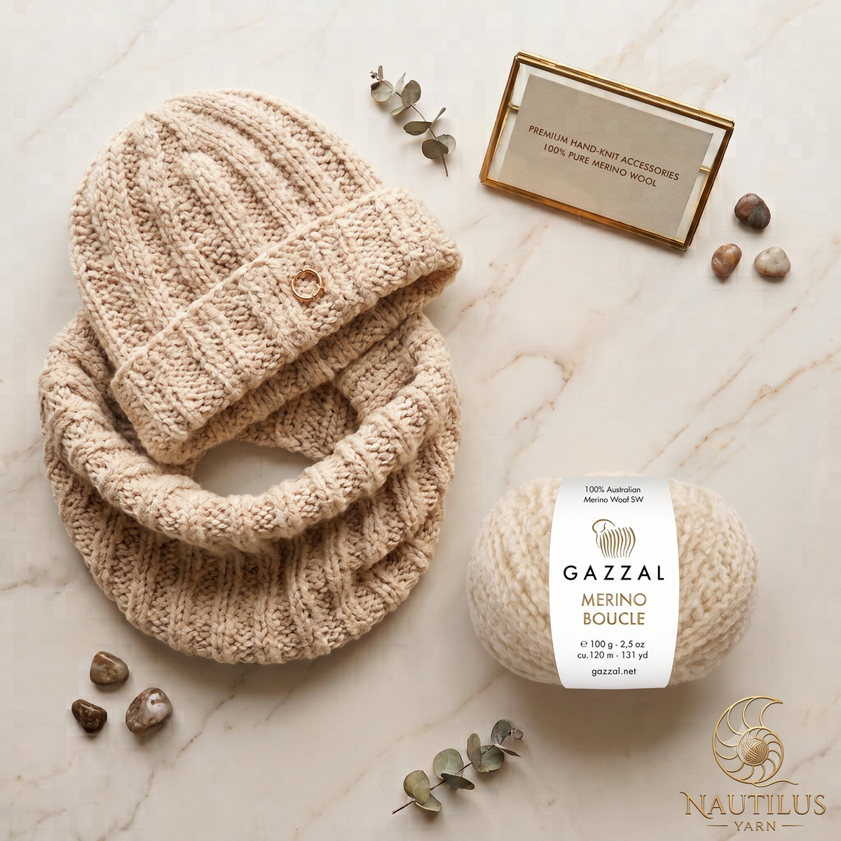 Gazzal Merino Bouclé – %100 Yün Buklet El Örgü İpliği | 3’lü Paket (3 × 100 gr / 300 gr)