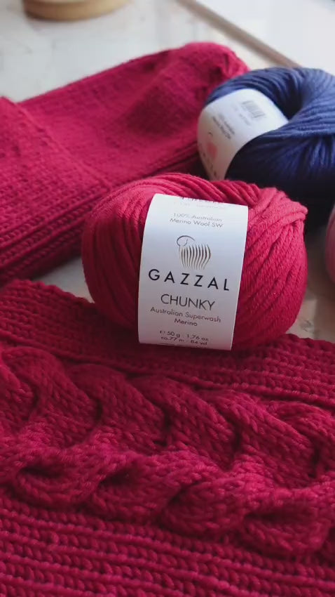 Gazzal Chunky – %100 Merinos Yünü Kalın El Örgü İpliği | 5’li Paket (5 × 50 gr / 250 gr)
